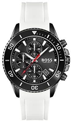 BOSS Chronograph Quarz Uhr für Herren mit Weisses Silikonarmband - 1513966