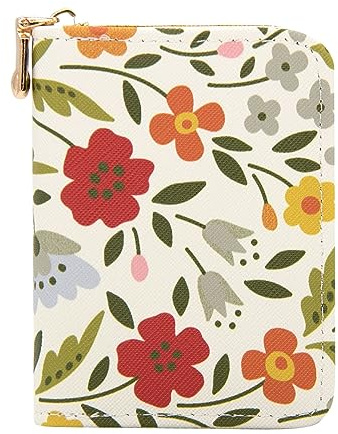 LJCZKA Womens Credit Card Holder Small RFID Blocking Ladies Wallet, Mini Credit Card Wallet Purse with Zipper, 9 Card Slots and 2 Compartments