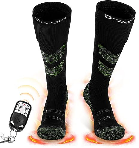 Dr.warm Beheizbare Socken, Beheizte Socken Heizsocken mit Wiederaufladbaren Akkus, Winter Batterie Baumwollsocken Fußwärmer für Herren und Damen (L)