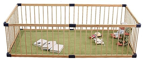 Sonakia Parque De Madera Natural para Bebés, 150x200cm 160x180cm 180x200cm Corralito Grande para Bebés, Parque Infantil Bebe, Corralito para Gatear, Centro De Actividades para Niños,180x180cm