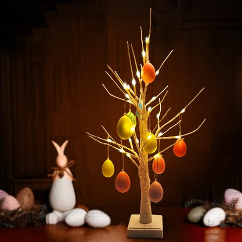 APODESS 11tlg Osterbaum Osterzweige Künstlich Lichterbaum Innen Ostern Deko Dekobaum USB/Batteriebetrieben Osterdeko Led Beleuchtete Tischdeko Ostern Led Osterbeleuchtung für Easter Osterdekoration