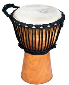35cm African Wide Top Djembe Drum Made By Hand with Natural Mahogany - 9 diameter