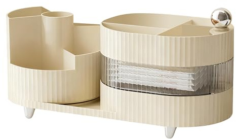 Organizador de Maquillaje Gran Capacidad 2 en 1 Tres Capas Organizador de Cosmético de Giratorio Giran Estante de Almacenamiento Cosmética Giratoria Almacenaje Cosmeticos Cajas para Cómoda de Baño