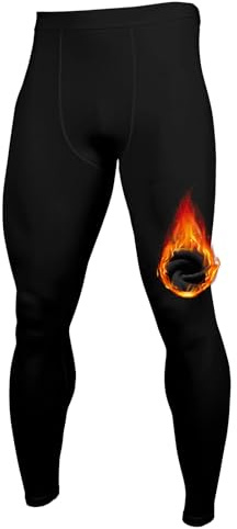 Towintec Caleçon Long pour Homme Chaud Pantalon Thermique Doublé de Polaire Collants Respirante Legging de Base de compressio sous-vêtements D'entraînement pour Hiver Temps Froid Course à Pied Ski
