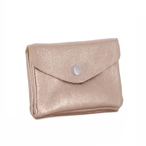 Double Tree | Petit Porte-Monnaie Femme Cuir Irisé Or Rosé Court