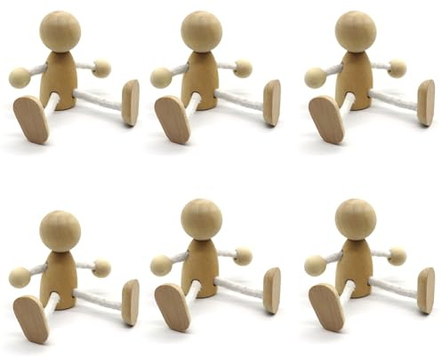 YouXiaor 6PCS Figure in Legno da Dipingere,Figure Familiari Bambole in Legno Peg Doll Bambole Fai da Te Figure per Pittura e Compleanno di Nozze Feste