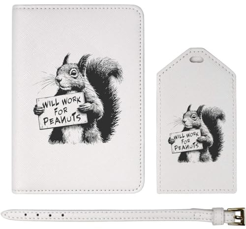 Azeeda 'Lustige Eichhörnchenarbeit für Erdnüsse' Passhülle & Gepäckanhänger (PA00037221)