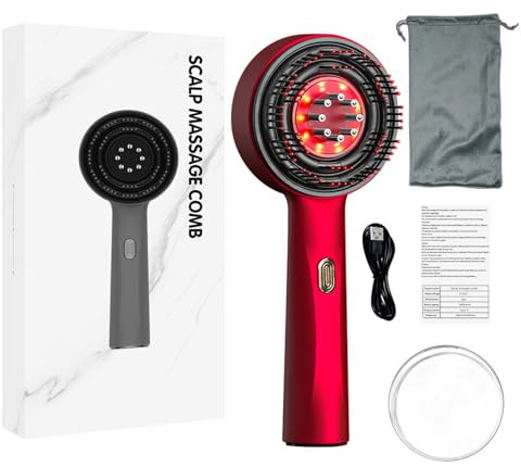 Claréa Brosse Massante à Luminothérapie Peigne électrique de massage du cuir chevelu Appareil portable pour un massage relaxant des cheveux, unisexe pour une chevelure saine