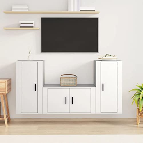 Générique Ensemble de Meubles TV 3 pcs Blanc Bois d'ingénierie,Meubles, Meubles TV,3188526