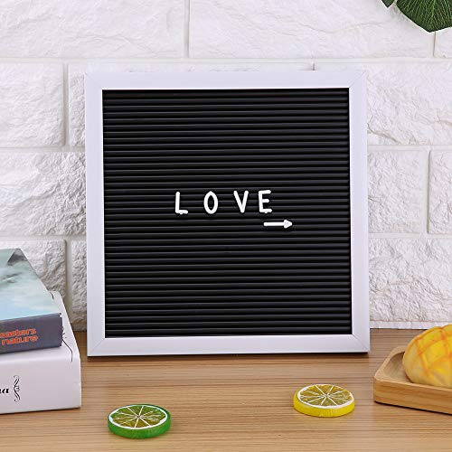 Tablero de letras de plástico para mensajes, 25cm x 25cm, letrero, letras cambiables, números, decoración de la habitación del hogar (Marco blanco)