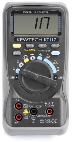 Kewtech KT117 Digital AC/DC Multimeter, 10A, 600V, Grey
