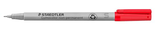 STAEDTLER 311-2 Lumocolor Non-Permanent Pen, Superfine Line Width, 0.4mm - Red (Box of 10)