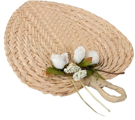 Mopec AA571 Éventail Paipay avec Porte-Notes Floral, Feuille de Palmier, Marron, 2 x 29 x 30 cm