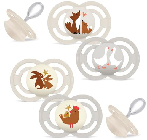 MAM Perfect Day & Perfect Night Dummy 16 Plus Soft Colours Mix // Set of 4 // Includes 4 Sterilised Transport Boxes