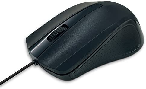 Waytex 65106 Ratón con Cable USB Negro con 3 Botones y Sensor óptico, 1000 dpi de Agarre ergonómico, Ambidextro para PC y Mac