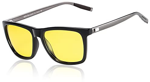 DUCO Nachtsichtbrille für Autofahrer Polarisierte Nachtbrille zum Autofahren Anti-Blendung HD Gelb Sonnenbrille Gläser Fahren Für Scheinwerfer Blendfreie Brillen 3029 (Schwarz)
