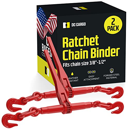 DC Cargo Heavy-Duty Ratcheting Chain Binder 3/8-1/2, Load Binders with 9,200 lbs Working Load Limit - Chain Binders Ratcheting for Secure and Safe Transport (Pack of 2)