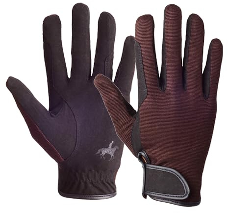 WDEC Gants D'équitation, Adulte Unisexe, Professionnels Gants D'équitation Respirants, à écran Tactile, Utilisés pour Le Cyclisme, L'équitation et Les Activités de Plein Air (Brun, Large)