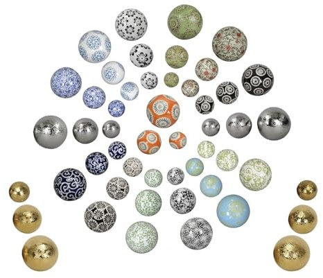 NETPROSHOP Schwimmkugeln, Dekokugeln schwimmend, Porzellan, Durchmesser 4-6-7,5 cm, Farbe:Blütenranke, Auswahl:7 cm