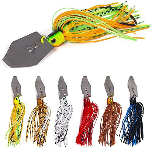 Leeko 6 Stück 11g/Pcs Kunstköder Set, Silikon Röcke Angeln Blinker Set, Jig Spinner Set Spinnköder Crankbait Casting Platinen Löffel Spinnerbait Spin Buddy Angelköder für Forelle, Barsch, Hecht