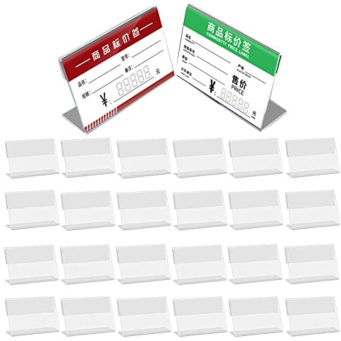 Tischaufsteller, Visitenkarten Display, 40pcs Acryl Preisschilder zum Aufstellen Namensschilder Tisch Aufsteller Schild Mini Schild Display Namenskarten Halter Visitenkarten-Display (6 * 4 cm)