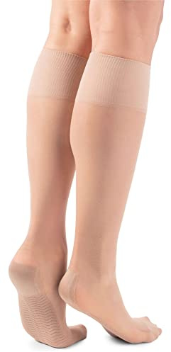 LORES Pop Socks Damstrumpor, ventilerande, massagesula, tryckfria, 20 denier, 20 denier, ett par, Puder, one size