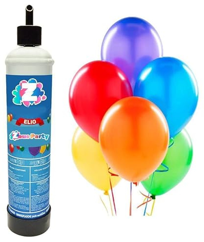 Zeus Party Elio - Kit Gonfiaggio Palloncini per Feste e Party - Palloncini Compresi (Bombola per 10/15 Palloncini)
