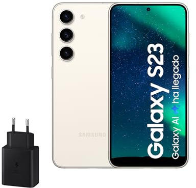 Samsung Galaxy S23, 256GB + Cargador de 45W - Smartphone Android con IA, Teléfono Móvil Desbloqueado, Color Beige (Versión Española)