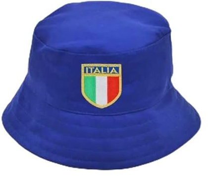 Beyond Happy Cappello da pescatore italiano, tradizionale bandiera italiana, blu, resistente, in cotone, design unisex, supporto per calcio, olimpici e rugby, Multicolore, Etichettalia unica