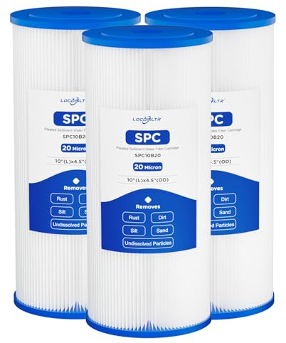 FXHSC - Cartucho de filtro de agua de repuesto para agua de pozo, filtro de agua de 20 micras de 10 x 4.5 pulgadas, filtro de sedimentos de poliéster plisado compatible con FXHSC, R50-BBSA, WFHDC3001,