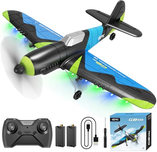 4DRC G8 Avión telecontrolado, Ideal para niños, Chicos y Adultos, avión a reacción para Principiantes con Luces LED, Acrobacias de un botón, Listo para Volar, 2 baterías Incluidas