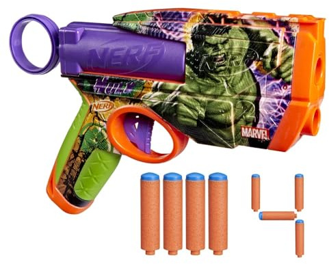 Nerf Marvel Hulk Dart Blaster | 4 Nerf N1 Foam Darts | Hulk-Inspired Blaster Skin Designs | Kids Gifts |Outdoor Toys & Games for Ages 8+ (Amazon Exclusive)
