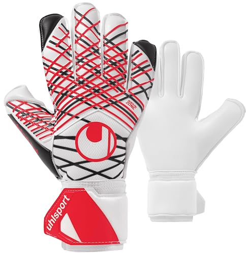 uhlsport Gants de Gardien de But de Football Classic Absolutgrip pour Enfants et Hommes, Gants de Gardien de But, Gants de Football avec Fixation au Poignet - Blanc/Noir/Rouge
