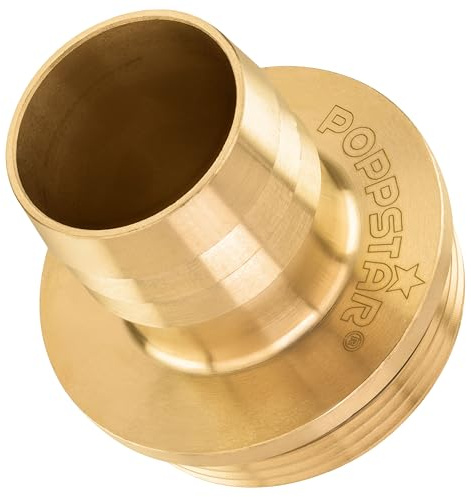 Poppstar Raccordo per tubo flessibile con filetto esterno 1 1/2 (47,80 mm) su beccuccio 1 1/4 (32 mm), ottone, con collare e O-ring