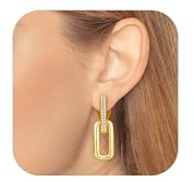 HolidayQbee Boucles d'Oreilles Clips Dorées – Bijoux Élégants et Hypoallergéniques avec Strass Brillants pour Femme