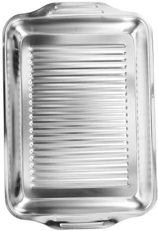 Kisangel Vassoio Rettangolare Acciaio Inossidabile Per Induzione Piastra Per Grigliate e Cottura Versatile e Resistente Per Cucine Domestiche e Professionali