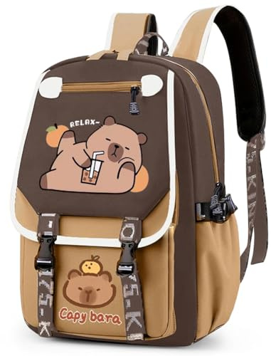 FCXVXCL Capybara Zaino per Bambini, Zainetti per Bambini la Scuola, Zaino Scuola Zainetto Casual Leggero Elementare Borsa Zainos Viaggio Grande Capacità Impermeabile per Viaggi