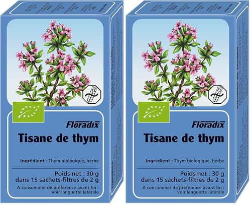 Salus Tisane Floradix Thym AB - Tisane Bio - Digestion - Immunité - Défense des Voies Respiratoires - 15 sachets (Lot de 2)