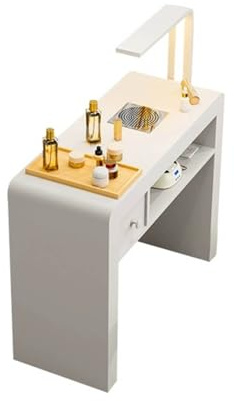 Estación de mesa de manicura con colector de polvo y lámpara LED, estación de trabajo para el hogar con cajones de almacenamiento