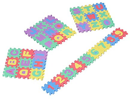 Stylebest Tapis de Jeu Puzzle Emboîtable 36 Pièces pour Les Tout-Petits, Alphabet et Chiffres aux Couleurs Vives, Jouet éducatif pour Enfants, Matière Plastique Sûre