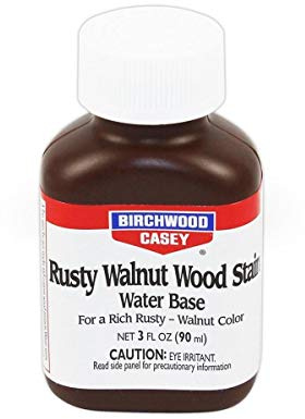 Birchwood Casey Easy-to-Use Fast-Acting Rusty Walnut Wood Water-Based Stain for Gun Stock Staining & Antiquing, 3 OZ Bottle