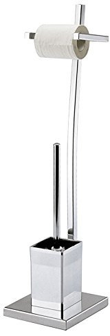 MSV Stand WC Garnitur „PILI“ aus Edelstahl mit herausnehmbaren Innenbehälter für die WC Bürste