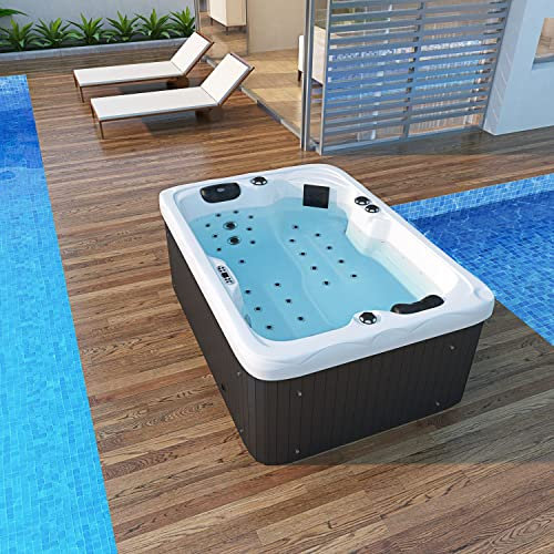 Tronitechnik® Outdoor Whirlpool, 2,2kW Pumpe, 3kW Heizung - Maße 190 x 135 x 77cm - Inkl. Heizung, 41 Massagedüsen und 16 Lichtquellen | Außen Whirlpool Spa für 2 Personen