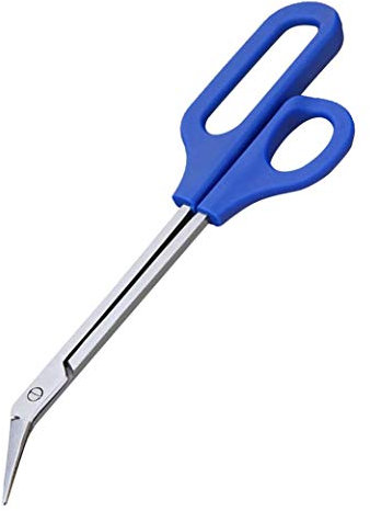XLKJ Zehennagelschere mit extra langem Griff, rostfreier Pediküre Schere Fußnagelschere, abgewinkelte Klinge, Blau