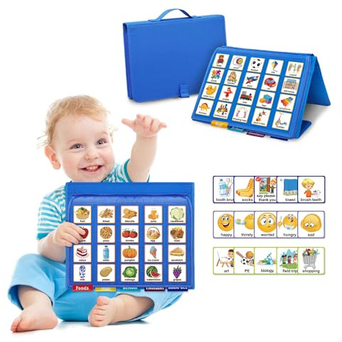 Boczif Visual Communication Book, Nonverbal Communication Board, Autism Language Vocabulary Learning Materials, Speech Articulation Therapy Cue Cards for Kids, Toddler Behavior Book for Home School