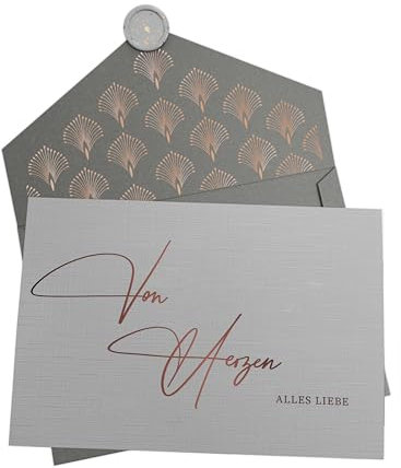 Joli Coon Hochzeitskarte - Von Herzen alles Liebe - Klappkarte mit Kuvert und Wachssiegel - Karte Hochzeit