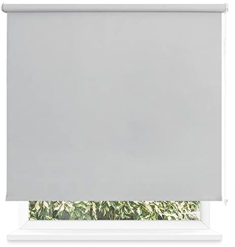 Estor Enrollable Opaco 45 x 200cm (Ancho x Largo), Blackout para Puertas y Ventanas, Medida de la Tela 40 x 195cm (Gris Claro)