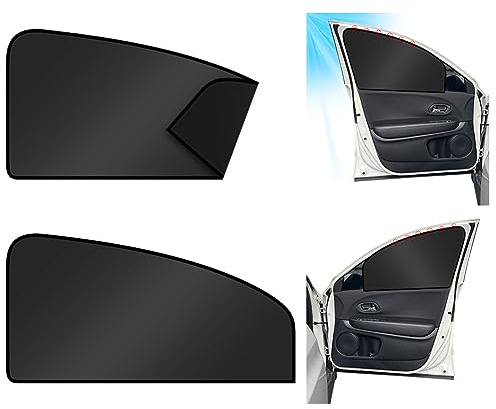 URAQT Magnetic Car Window Sun Shade, 2 Pcs Car Side Window Sunshade Blocks UV Rays, Car Sunshade Protect Baby Kids Adults Pet from Sun Burn, Car Magnetic Curtain Fits Most Vehicles