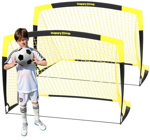 Happy Jump Porta da Calcio Pieghevole 152x110 CM – 2 Porta da Giardino per Allenamento Outdoor e Idea Regalo