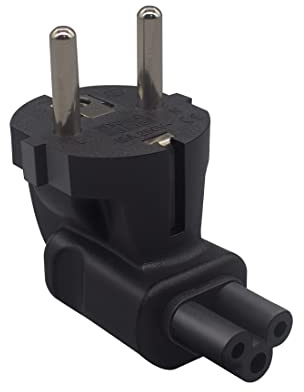 Toptekits EU to C5 Power Adapter,European Schuko CEE7/7 to 90-Degree Angled C5 AC Plug,16A/250V, European Schuko Male Plug to Elbow IEC 320 C5 Micky Adapter (CEE7/7 to Elbow C5 Power Adapter)